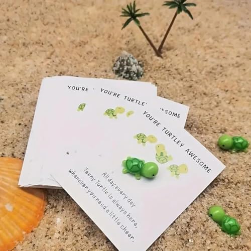 Mini Pocket Hug Turtle Gift Set - 5 Colorful Figurines & Envelopes
