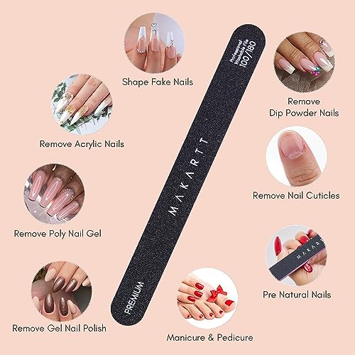 Makartt Nail Files 100/180 Grit 2pcs - Double Sided Emery Boards