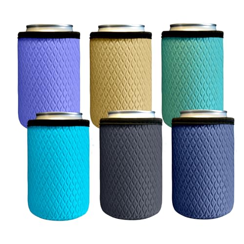 Klyrith 6 Pack 12 oz Insulated Can Cooler Sleeves - Reusable Neoprene Drink Holders