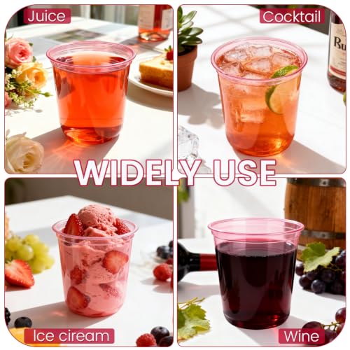 50 Pack 12oz Pink Plastic Cups - Disposable Party Drinkware