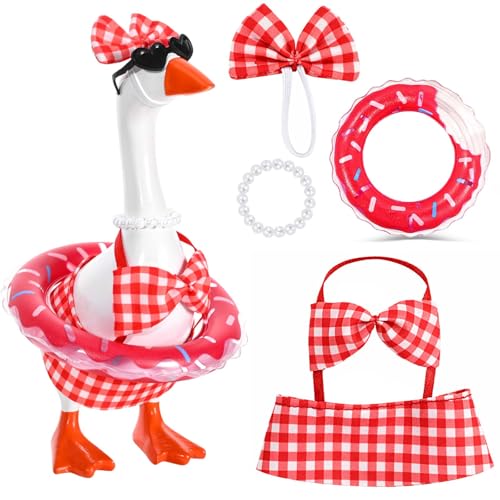 Bolsome Mini Desk Goose Bikini Outfit Set - Red Plaid Decor