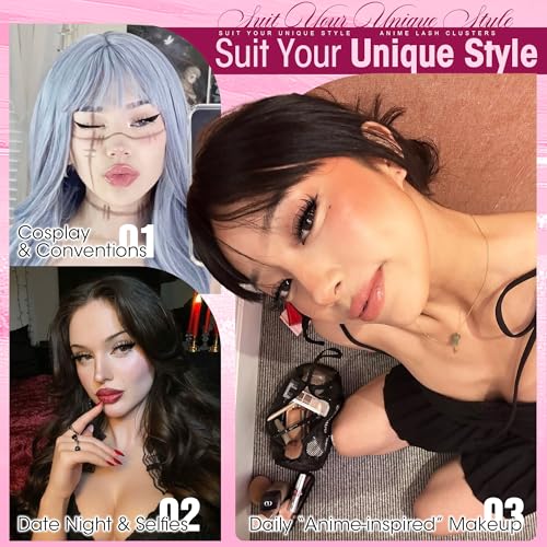 Delyneph Manga Lash Clusters Anime Wispy Eyelash Extensions with Spikes
