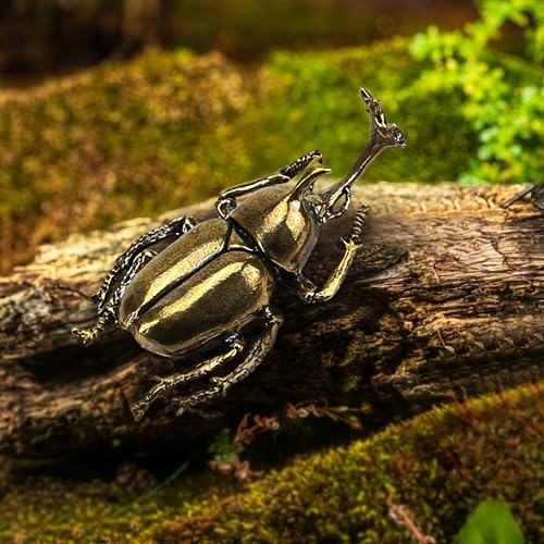 3-Piece Solid Brass Beetle Figurine Set for Home Decor