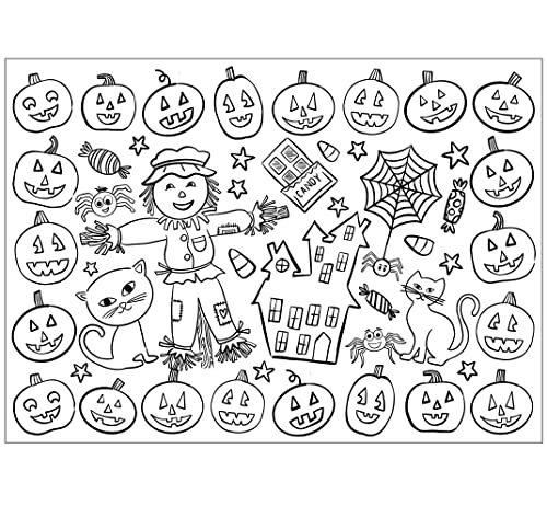 Halloween Color-Your-Own Reversible Disposable Paper Place Mats - 22 Count, 14x10 Inches
