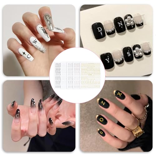 Letter Nail Art Stickers 10 Sheets Self-Adhesive English Alphabet Decals