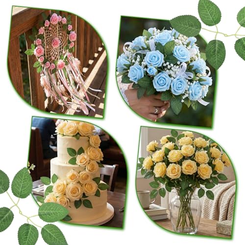 50 Pcs Artificial Green Leaves for DIY Wedding & Home Decor