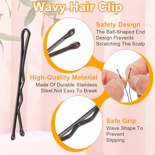 AOZUO Mini Bobby Pins 100 Count 1.38 Inch Small Metal Hair Pins Brown