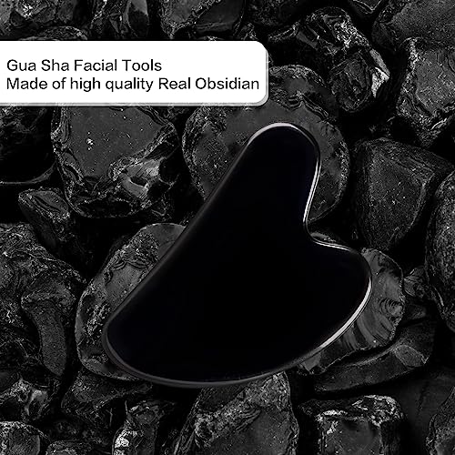 Natural Obsidian Gua Sha Facial Tool for Face, Jawline & Skincare