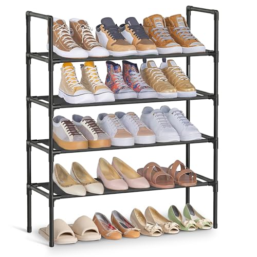 SONGMICS 4-Tier Shoe Rack, 25.5” Wide Metal Shoe Storage for Closet/Hallway