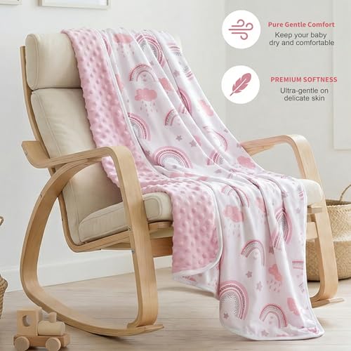 GUNTAIL Soft Baby Blanket - 30x40 Rainbow Dotted Plush Crib Blanket
