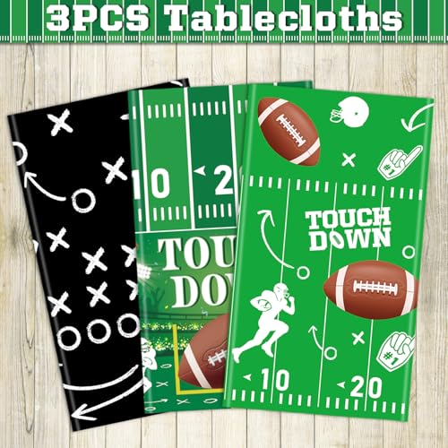 Football Party Tablecloths - Set of 3 Rectangle Covers, 51x86in