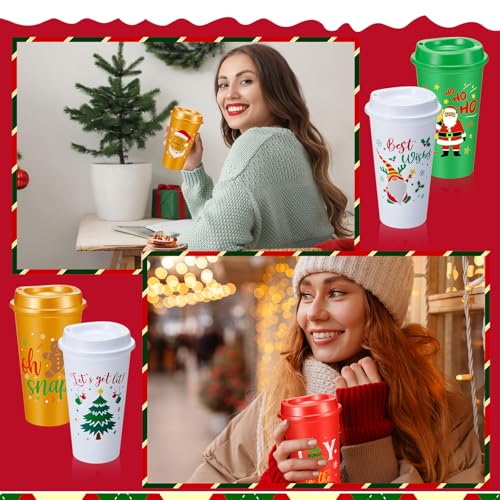 24 Pcs Christmas Coffee Tumblers with Lids - 16 oz Winter Gift Set