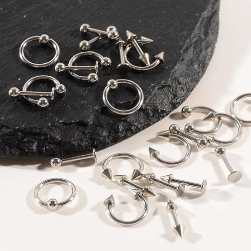 Punk Nail Charms Set - 14 Tungsten Carbide Studs & Rings