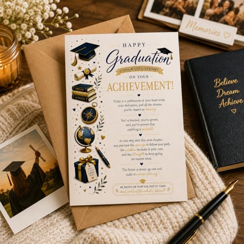 Premium Graduation Card with Envelope | 5x7 Design for Him or Her