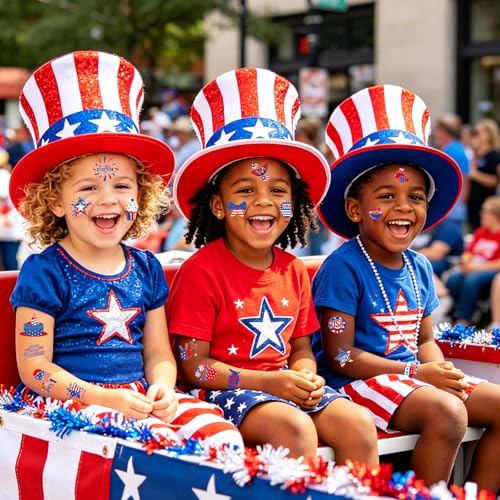 150 PCS 4th of July Temporary Tattoos Patriotic American Flag Stickers