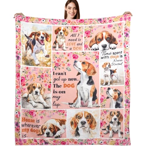 Beagle Dog Throw Blanket 50"x60" Soft Flannel Blanket for Dog Lovers