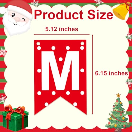 Merry Christmas Banner - Red Green Hanging Decoration, 6.15x5.12in