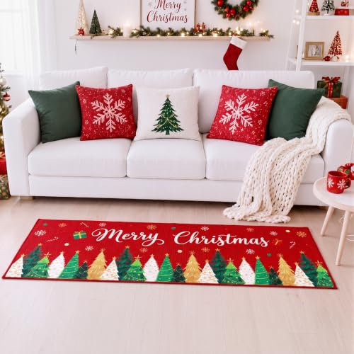 Christmas Bathroom Rug Set with U-Shaped Toilet Cover - Festive Tree & Gift Design (Variation of THIS listing)