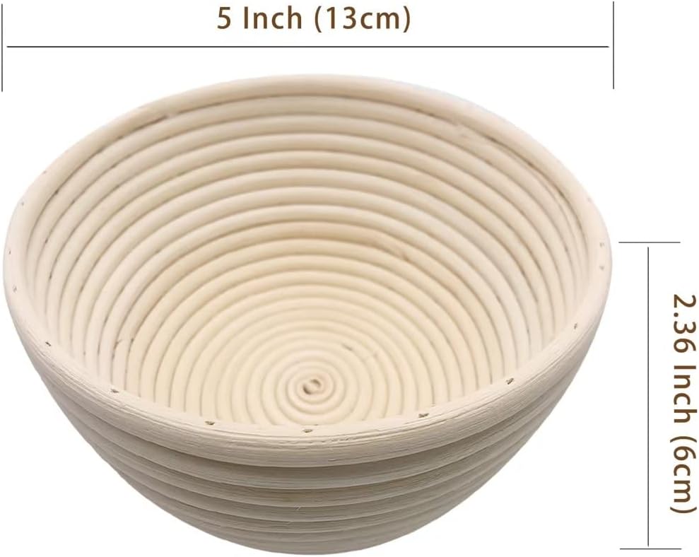 Round Banneton Basket by [Brand Name] - 5-Inch Bread Proofing Bowl with Removable Liner | Perfect for Sourdough Baking