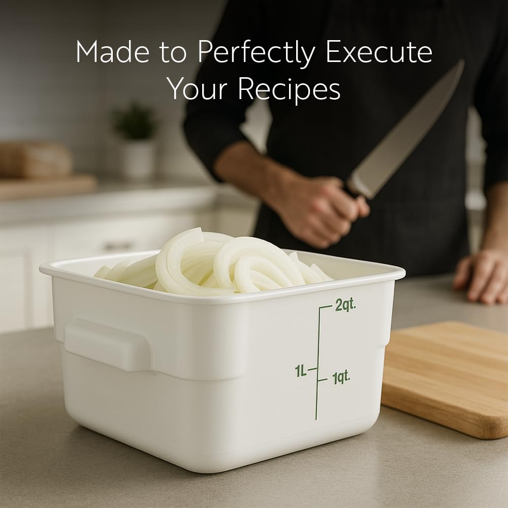 Restaurantware Food Storage Container 1 Pack of 22 qt Plastic Kitchen Storage Bin with Volume Markers Space-Efficient Design Dishwasher-Safe Polypropylene Translucent
