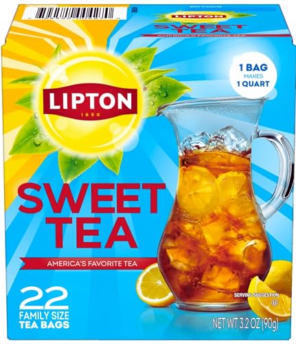 Lipton Southern Sweet Iced Tea Drink Mix, Family Size Tea Bags, 22 Count