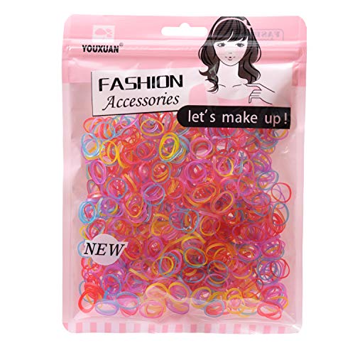 Youxuan Small Hair Elastics 1000 Count No Damage Colorful Hair Ties