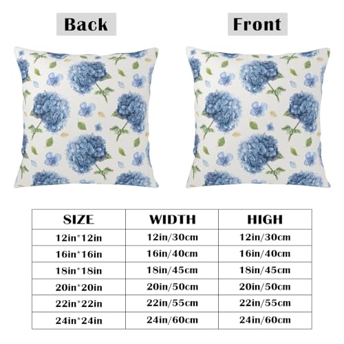 Hydrangea Pillow Covers 18x18 Inch Set of 2 - Floral Blueviolet