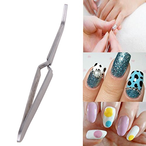 Yimart Stainless Steel Nail Art Tweezers for Rhinestones and C-Curve Acrylics
