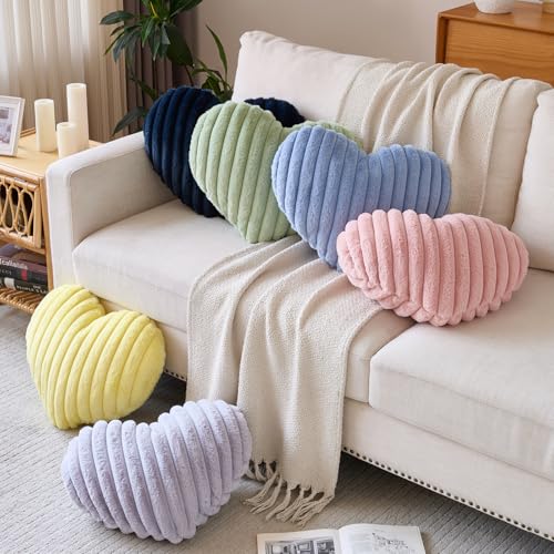 Cozy Heart Shaped Pillow - Soft Plush Decorative Cushion (Mini 12.9" x 9.8")