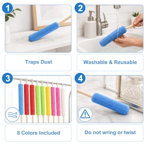 Honeydak 6 Pcs Microfiber Detail Duster Sticks - Mini Crevice Cleaning Tools