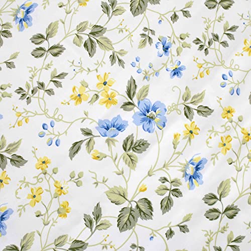 Laura Ashley Home - King Duvet Cover Set, Cotton Sateen Reversible Bedding with Matching Shams, All Season Home Decor (Meadow Floral Blue, King)
