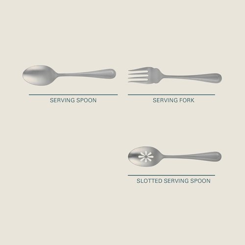 Gibson Home Sinta 87-Piece Stainless Steel Flatware Set - Bead Border Design, Service for 12, Dishwasher Safe