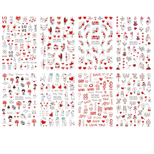 Valentine's Day 3D Self-Adhesive Nail Stickers & Decals - 12 Sheets