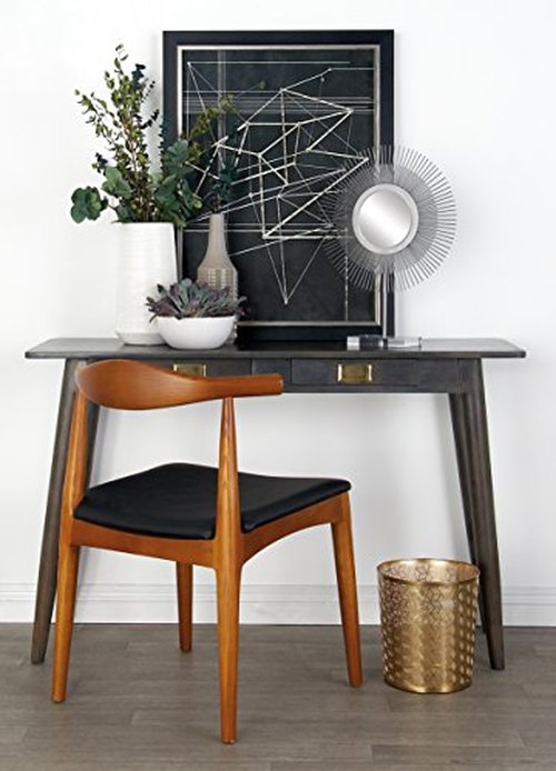 CosmoLiving by Cosmopolitan Metal Geometric Small Waste Bin Cube with Laser Carved Design, 9" x 9" x 10", Gold
