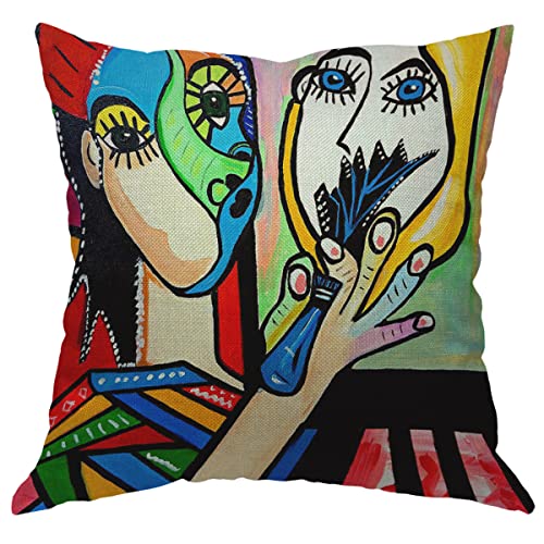 Zaueky Picasso Art Pillow Cover 18x18 Bright Colorful Woman Abstract Decor
