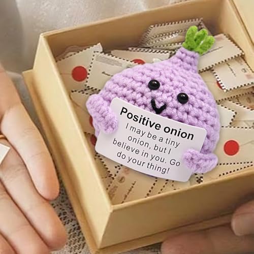 Gamito Handmade Emotional Support Onion Crochet Doll with Motivational Card