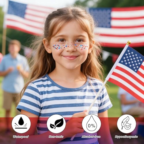 Red White and Blue Face and Body Glitter Stick for 4th of July