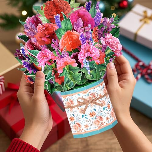 3D Pop Up Flower Bouquet Greeting Card with Envelope for Mom
