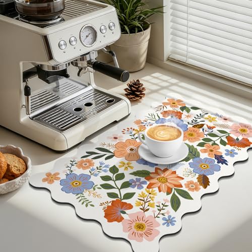 LOKHOM Colorful Floral Dish Drying Mat, 12"x20" Wildflowers