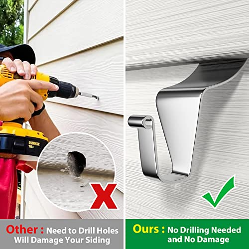 Booda Brand Heavy-Duty Stainless Steel Vinyl Siding Hooks - 10 Pack