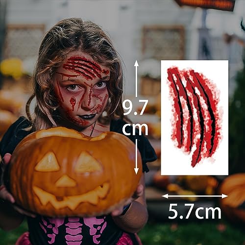Fake Scar Temporary Tattoos - 265 Pcs Realistic Wound Stickers for Halloween