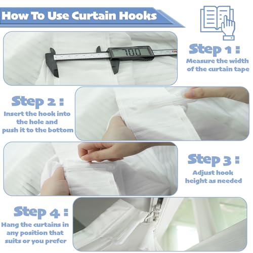 CeeVian Adjustable Curtain Pleat Hooks 30PCS 85mm for Pleated Curtains