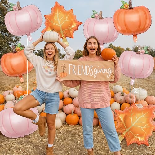 Pumpkin Foil Balloon Set, 21-Inch Fall Decor for Baby Shower & Birthday