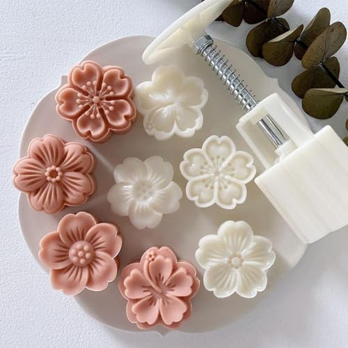 Cherry Blossom Mooncake Mold - 6 Petal Hand Press Baking Tool, 30g