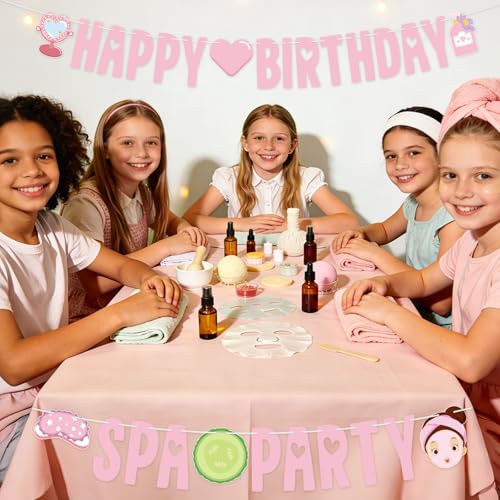 Pink Spa Birthday Banner - Spa Party Decorations for Girls