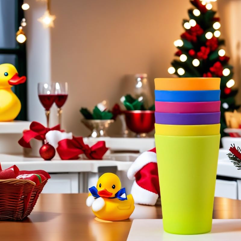 Set of 8 Mini Reusable Plastic Cups - Colorful Stackable Tumblers for Parties & Outdoor Use