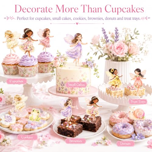 36 Pcs Fairy Cupcake Toppers - Magical Birthday Party Decorations