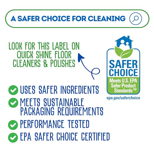 Quick Shine Hardwood Floor Cleaner 64oz | Use in Spray & Vac Mops | Removes Dirt & Scuff Marks | Ready-to-Use, Streak Free, No Rinse | Safer Choice Cleaner |Perfect for Gentle and Effective Cleaning