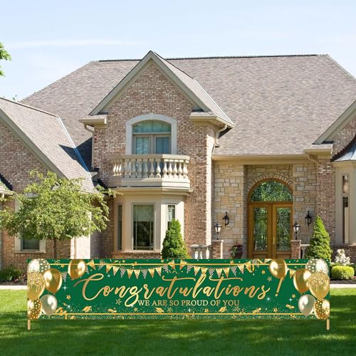 Green and Gold Graduation 2026 Banner | Congrats Grad Yard Sign
