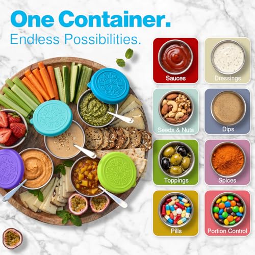 Leakproof Stainless Steel Salad Dressing Containers - 6 Pack
